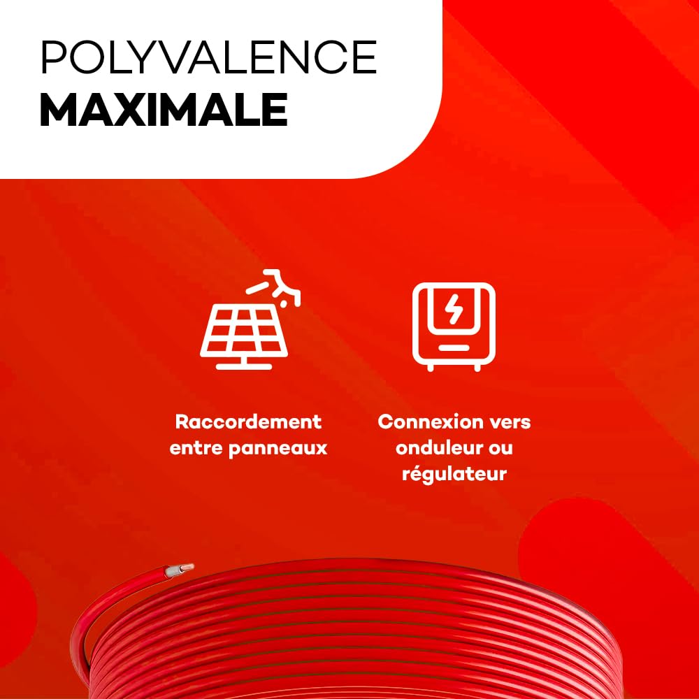 Cable de panel solar 4 mm² – Rojo – Longitud 25 m – Paneles solares, fotovoltaicos y uso exterior – Cobre estañado flexible – Alta resistencia UV, temperies y llamas – Normas 2 Pfg 1169/08.2007