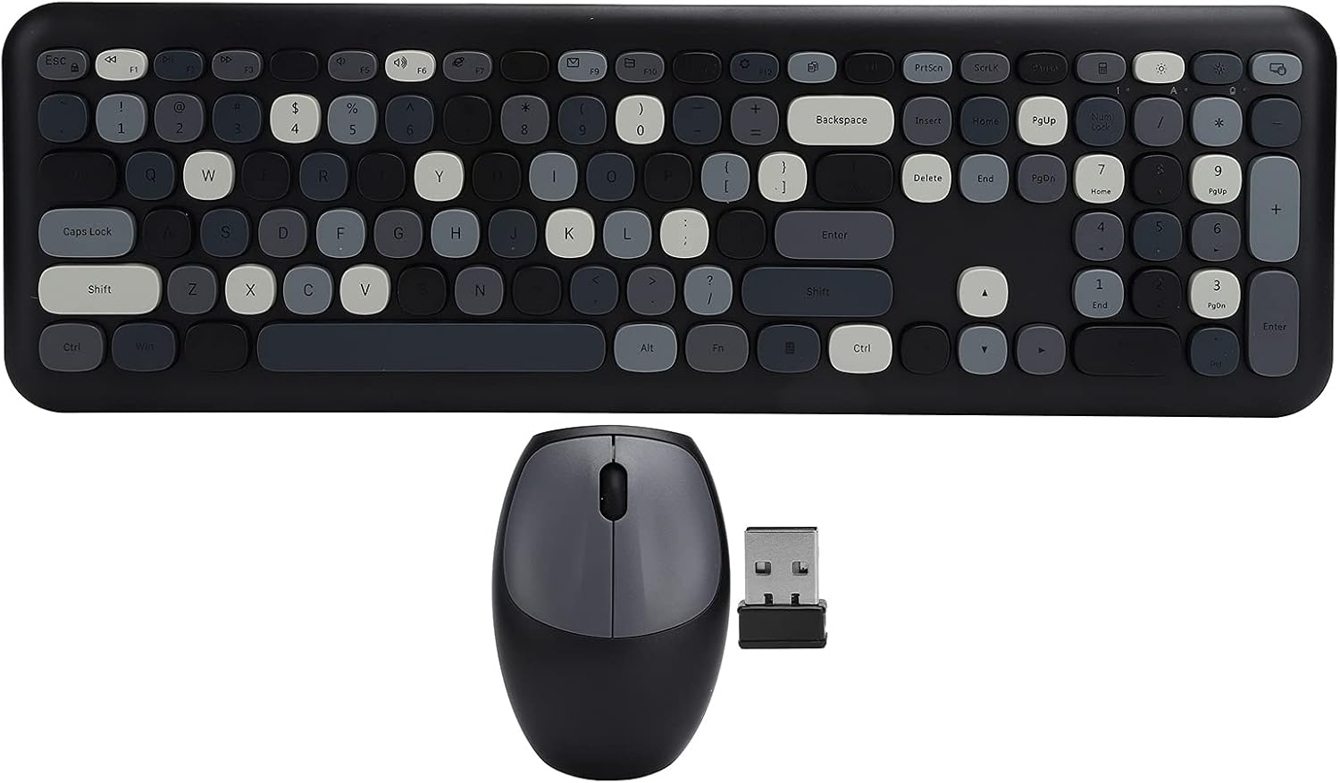 Juego de Mouse con Teclado inalámbrico, 2.4G Wireless 110 Keys Keyboard Mouse Computer Juego de Teclado y Mouse inalámbricos para PC Laptop(Negro)