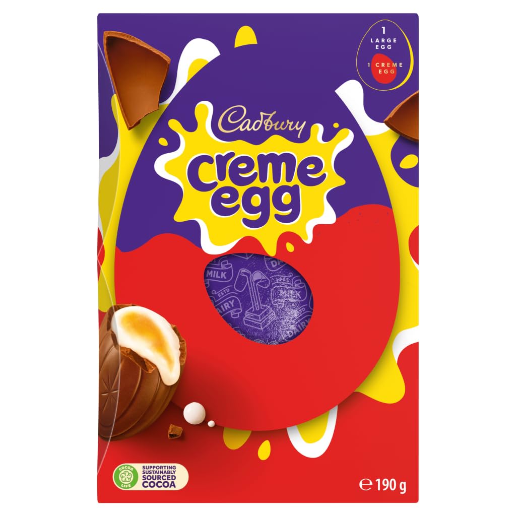 Cadbury Crème Egg Large Chocolate Easter Egg, Includes 1 Treat, 190 g (Pack of 1)