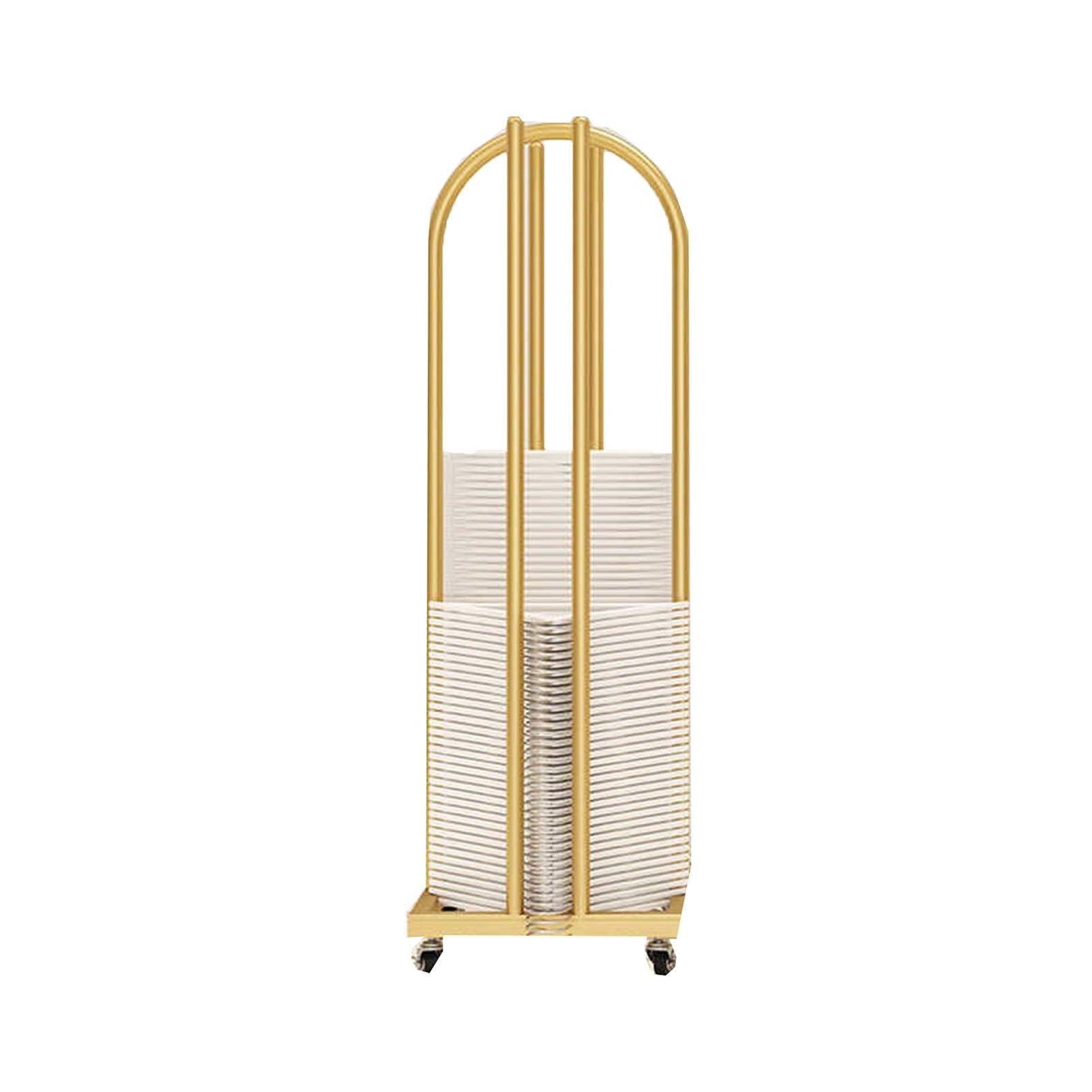 BHGFYXBS 2-Sided Storage Hanger Holder Stacker With Casters For Retail Store, Clothes Organizer Rack,Gold-100x30x35cm