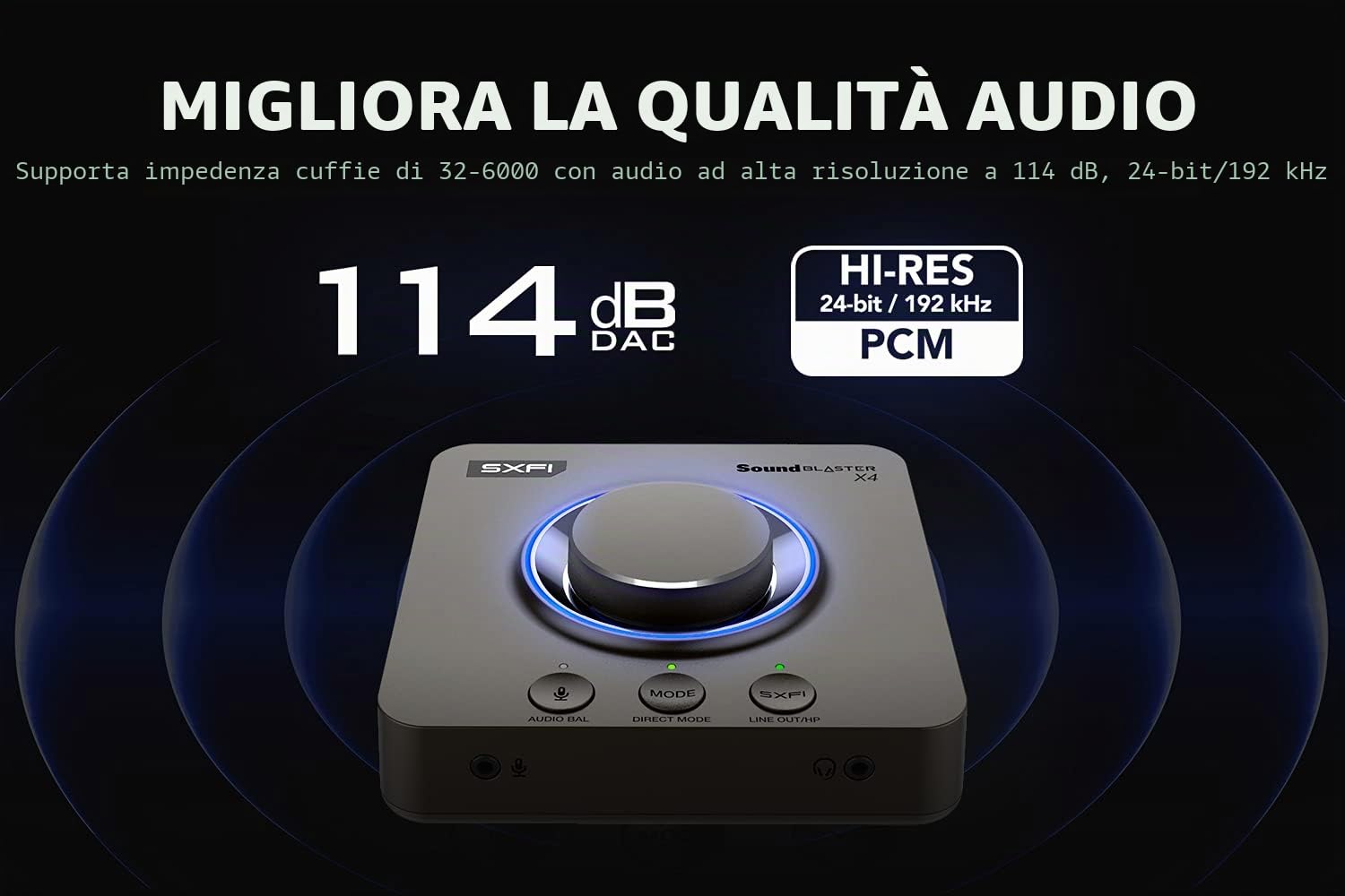 Creative Sound Blaster X4 Scheda audio esterna USB DAC 24 bit/192 kHz Super X-Fi 7.1