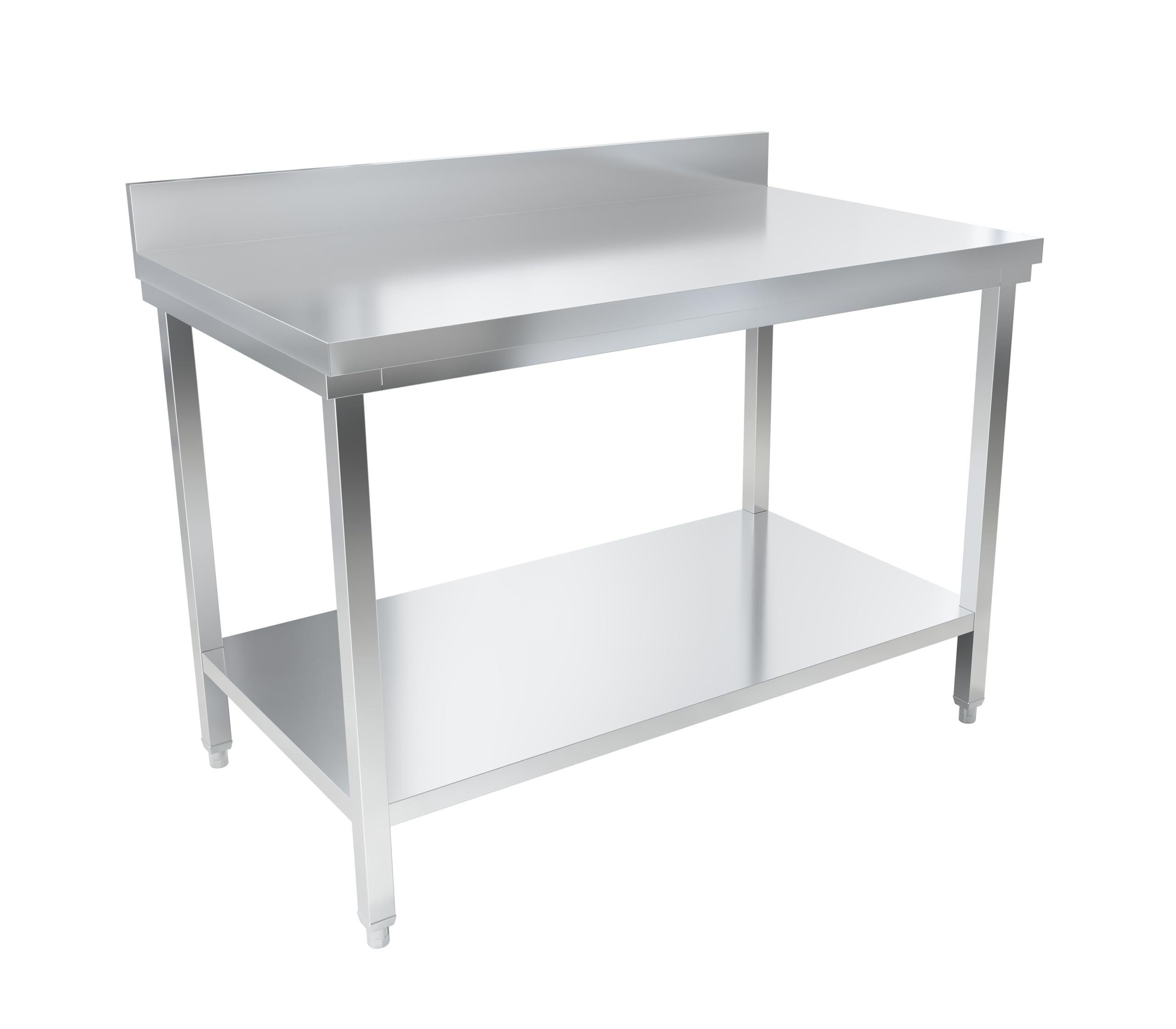 METRO Professional Tavolo da lavoro con alzatina GWTS4127B, acciaio inox, 120 x 70 x 85 cm, 2 ripiani, argento, ideale per ristoranti