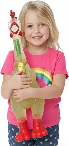 Animolds Hug Me - Pollo gigante de goma, enorme juguete de pollo de goma que grita para niños, juguete extra grande chirriante  grita hasta 45