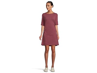 Mod-o-doc Elbow Sleeve Below The Knee Shirred Dress Women
