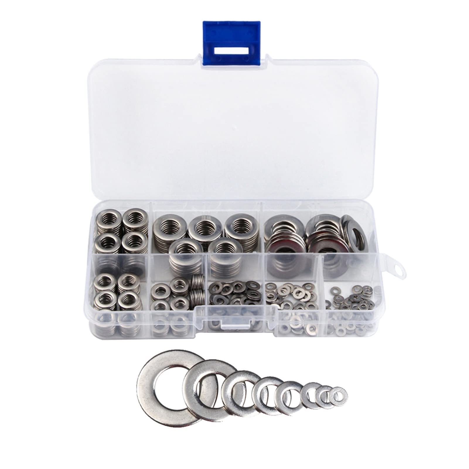 Arandelas de Acero 360 unids/Set de Arandelas Planas, Acero Inoxidable 304, Juego de clasificación de Arandelas de Guardabarros Grandes M2 M2.5 M4 M5 M6 M8 M10 M12 reparación General