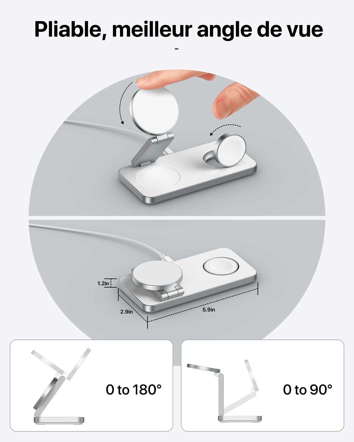 EXW Qi2.2 25W Chargeur Mag-Safe 3 en 1 Apple, Chargeur sans Fil Rapide Pliable Chargeur Induction pour iPhone 17 16 15 14 13 12, Apple Watch 11-4, AirPods, avec 35W Adapter