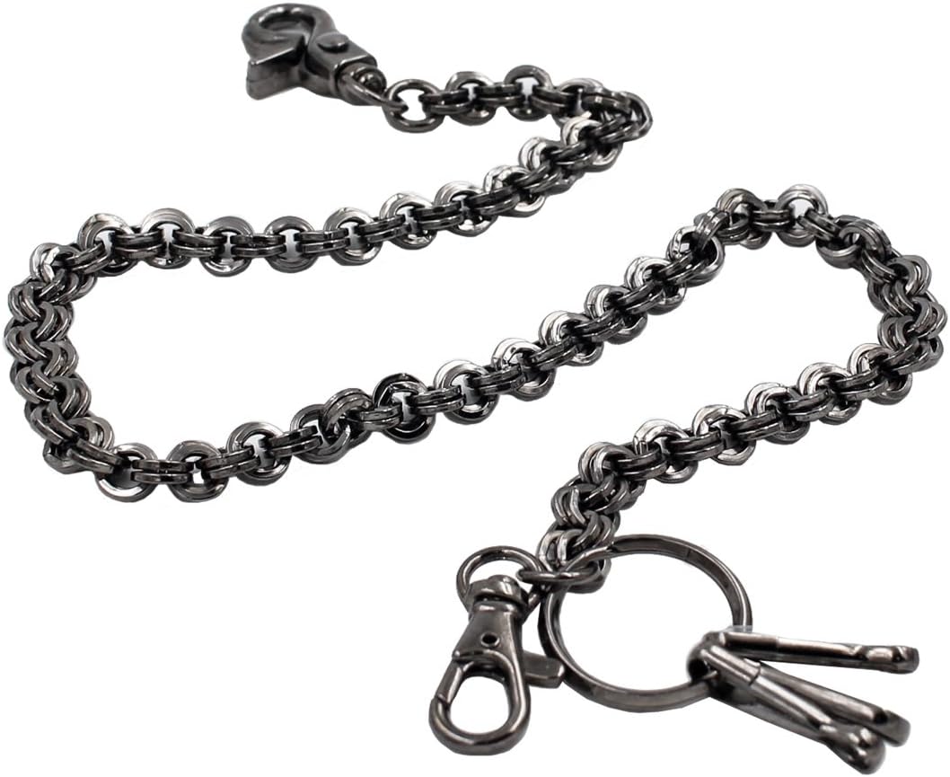 Uniqsum Double Small ring Roof Wallet Chain 23" Biker Punk chain (Gun-Metal)
