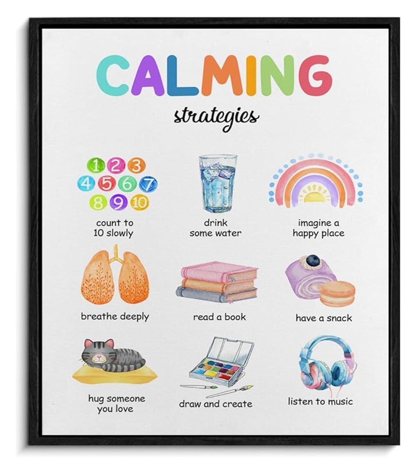 MDBJTCYZN Calming Corner Mental Health Wall-Art Coping Skill Strategies for Office