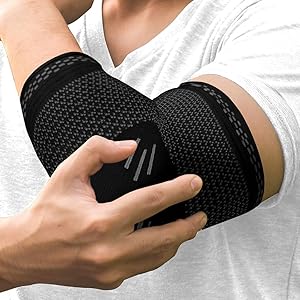 Elbow Support for Men & Women – Compression Sleeve for Tendonitis, Arm Support, Arthritis, Injury – Tennis Elbow Support Strap, Golfers Elbow Support, Elbow Sleeves for Weightlifting (Black, M)