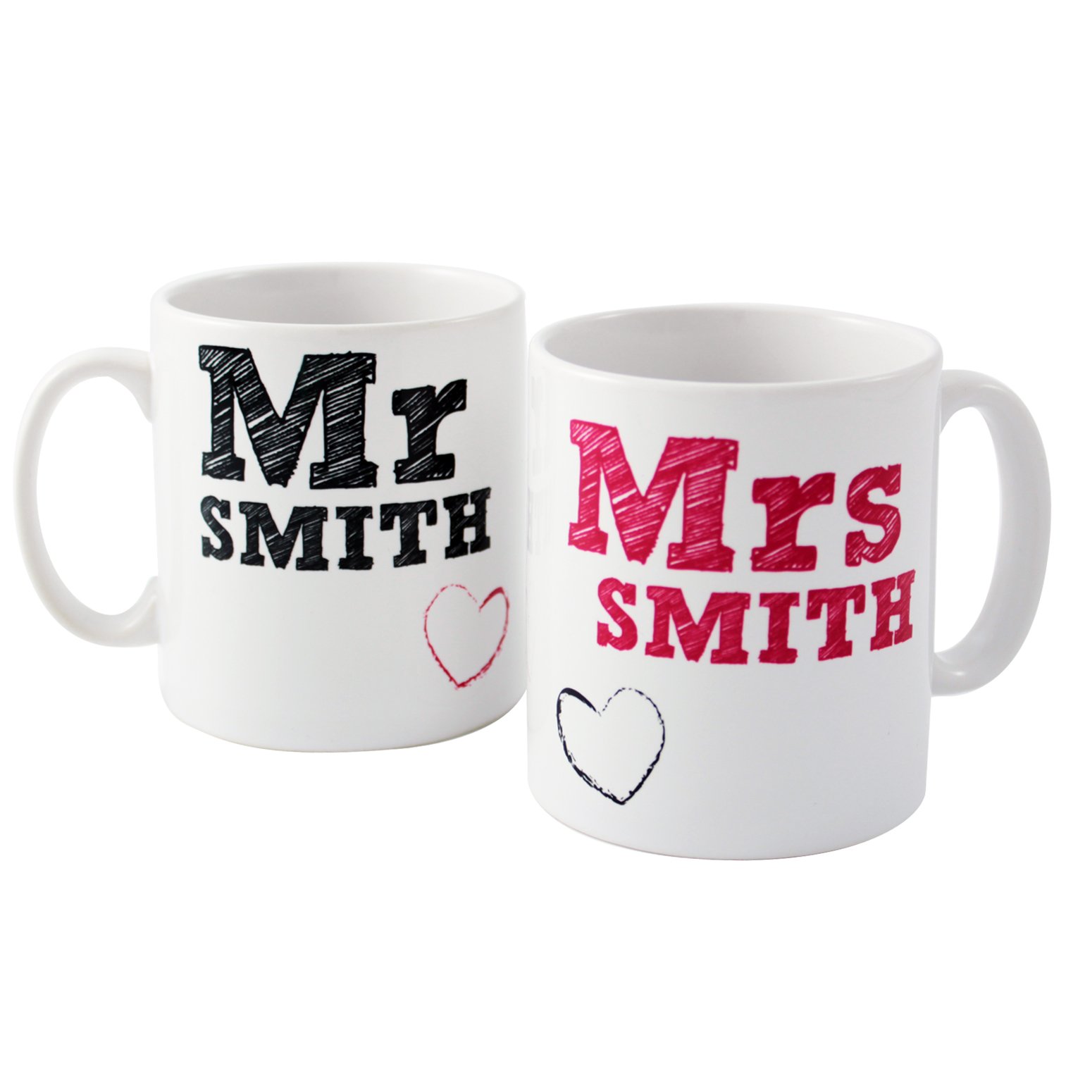 Personalised Memento Black Personalised Mr & Mrs Bride And Groom Mug Set - Wedding Anniversary Gift