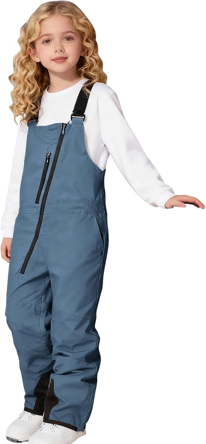Girls Snow Bib Pants Winter Water-Resistant Insulated Ski Pants Overalls Kids Outdoor Windproof Warm Snowsuit