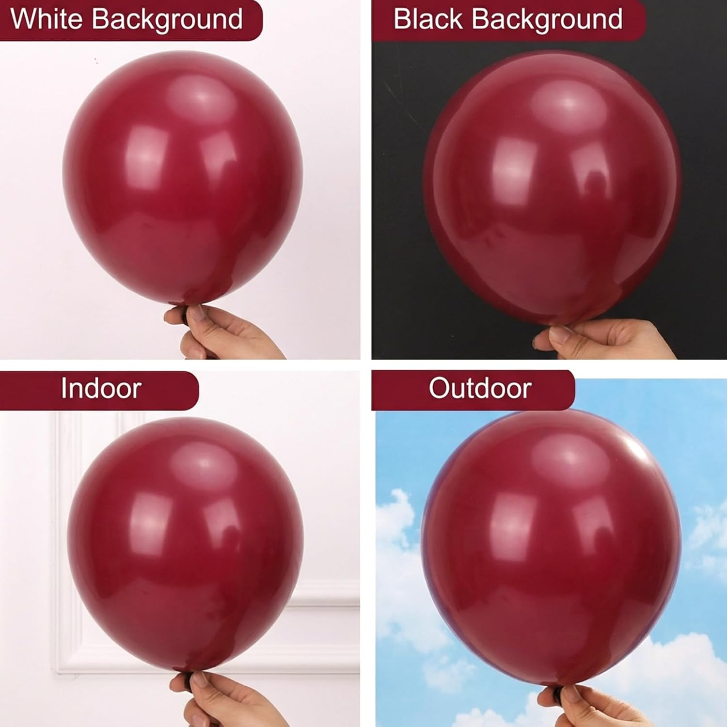 RUBFAC Burgundy Balloons 87pcs Different Sizes 18 12 10 5 Inches, Maroon Latex Balloons Arch Kit Garland for Birthday Wedding Graduation Baby Shower Valentine's Day Party Decoration
