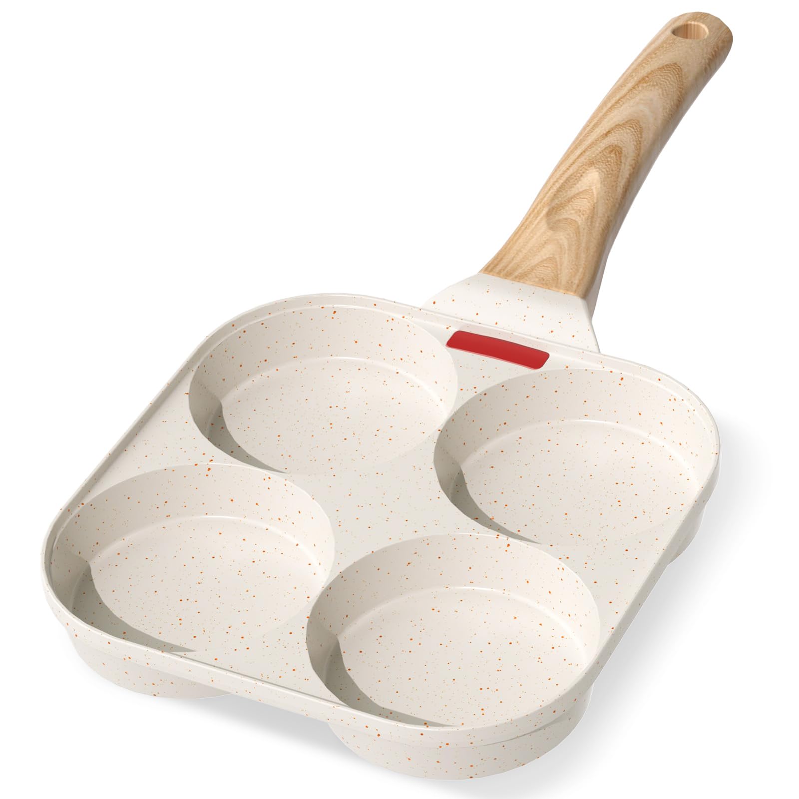 YASHE 4-Loch Pfanne für Pfannkuchen, Antihaft-Bratpfanne für Spiegeleier, Robuste Aluminium-Pfanne mit hitzebeständigem Griff, Multifunktionales Kochgeschirr für das Frühstück