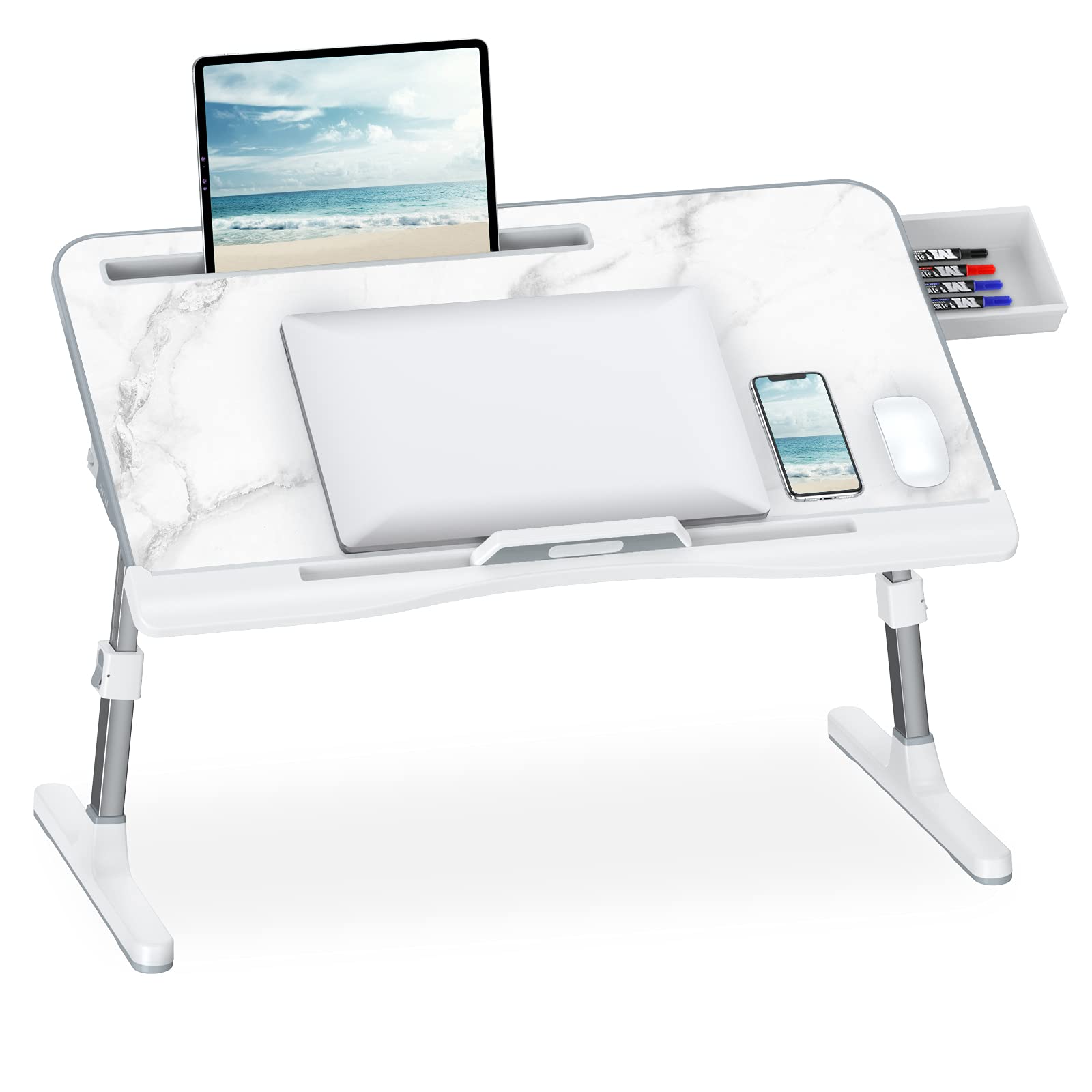 Buy Potuopy Laptop Desk for Bed, Laptop Bed Desk, Adjustable Laptop Desk with Storage Drawer