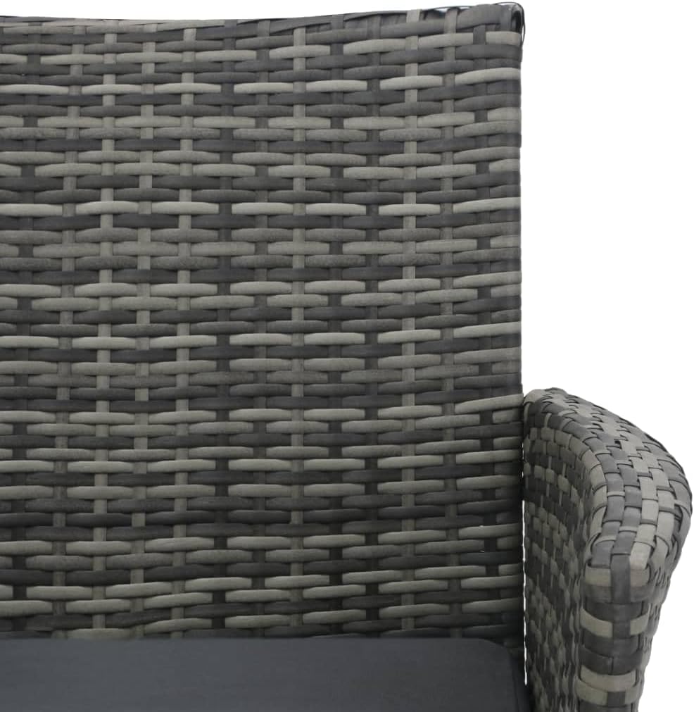 vidaXL Modern 2-Seater Patio Sofa with Tea Table - Weather-Resistant & Lightweight - Poly Rattan Outdoor Furniture Set - Anthracite
