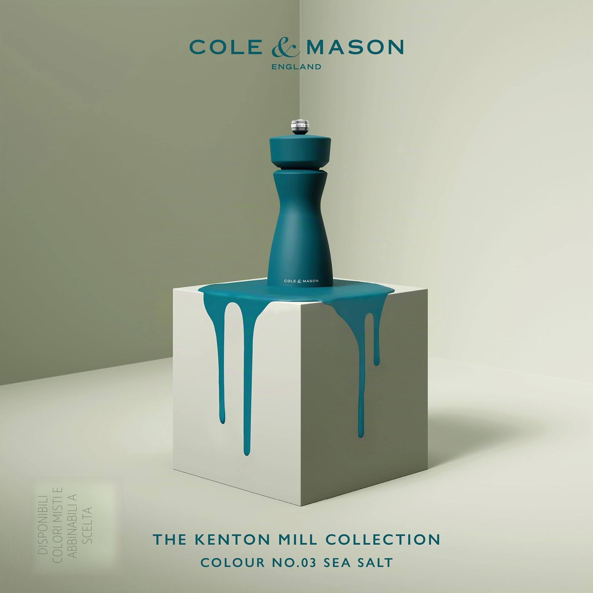 Cole & Mason Kenton Macinasale e Pepe, Sale Marino, Macinatura Regolabile, Meccanismo in Ceramica Durevole, Include 1 Macinino, 15cm