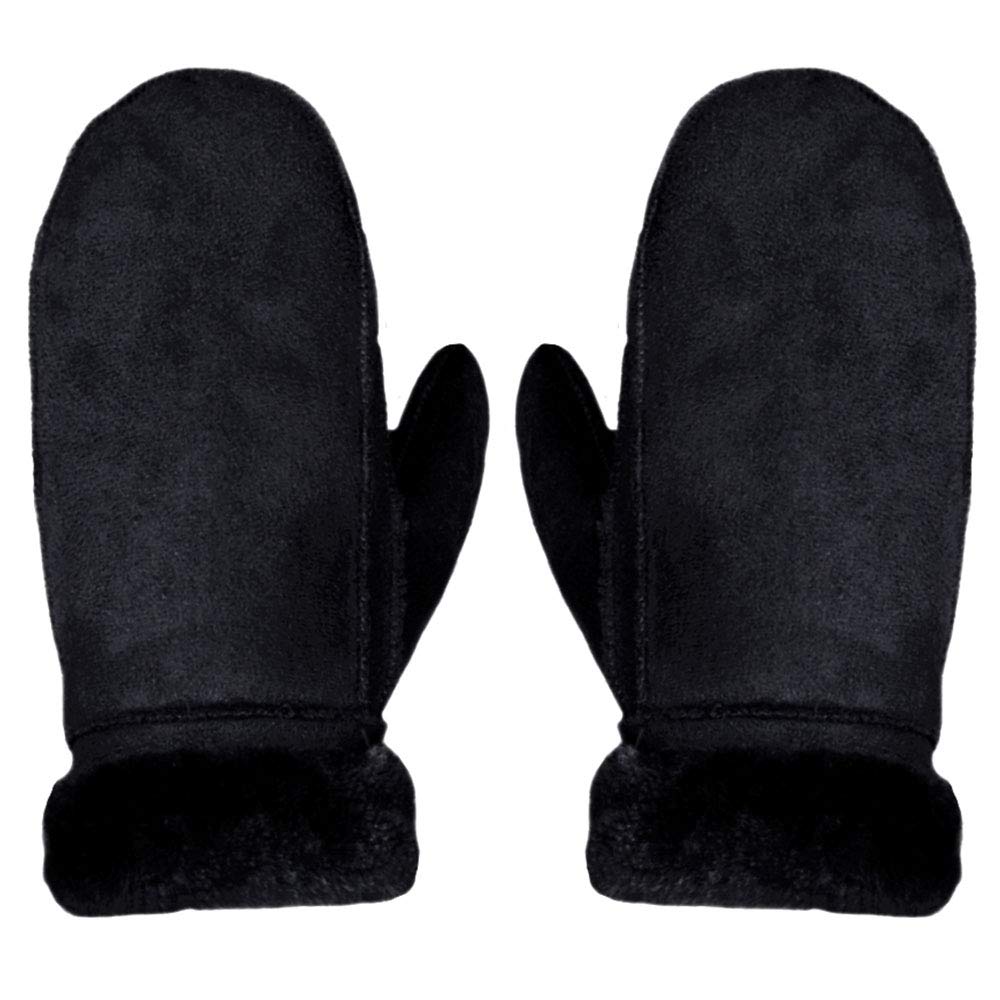 Aisi Women Winter Suede Thermal Mittens Fleece Lined Warm Gloves with Turn Back Cuff