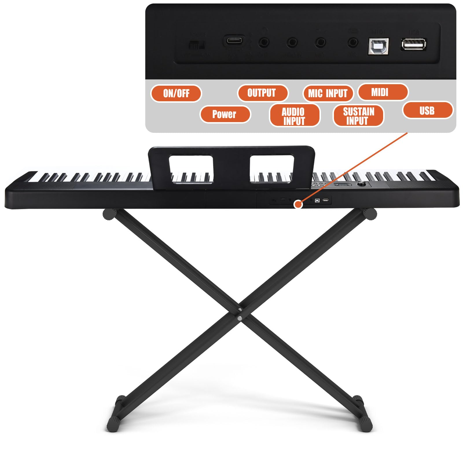 88 Key Digital Piano Electric Keyboard, 88 Key Keyboard Piano for for Beginner, with Power Adapter, Sustain Pedal, Stand, Bluetooth, Carrying Case, Headphones, USB-MIDI, for at Home/Stage