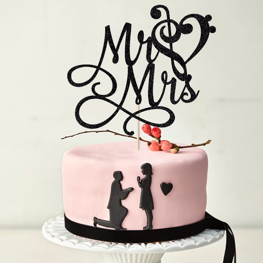 Mr & Mrs Acrylic Cake Topper – Mirror Gold Wedding Cake Decor, Bride & Groom Sign For Anniversary Party - View #2