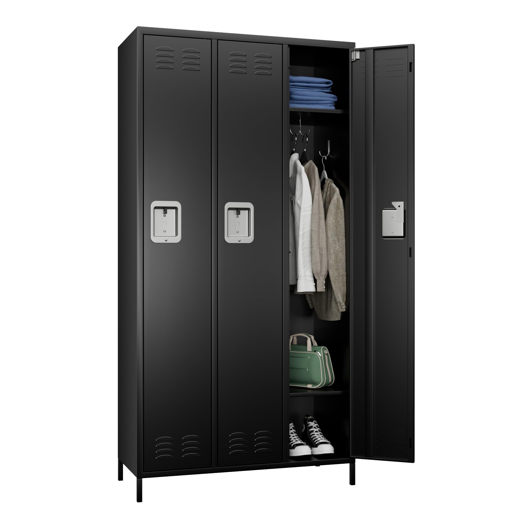 SUXXAN 3 Doors Metal Lockers for Employees for Offices School Gyms Home,Assembly Required(Black)