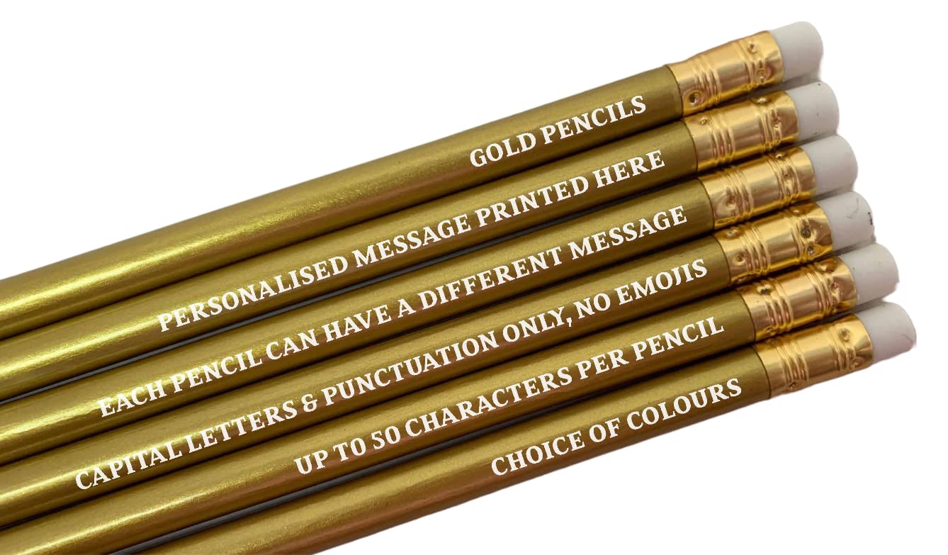Personalised Pencils - Choice of Colours and Quantities (Gold, 200 Pencils)