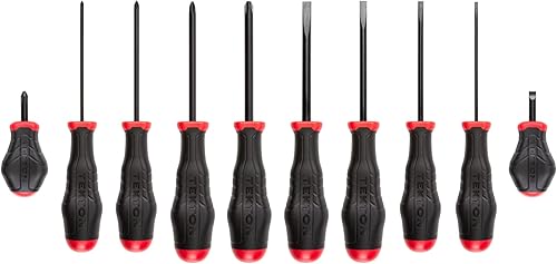 TEKTON Juego de destornilladores de hoja de óxido negro de alto par, 10 piezas (#0-#3, 18-516 pulgadas) DRV41239
