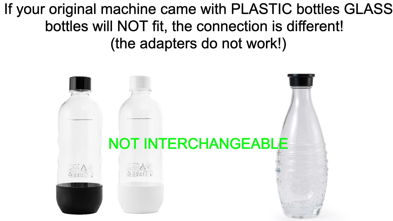 Glass Bottle for (NOT INTERCHANGEABLE WITH PLASTIC) SodaStream Aqua Fizz, Crystal and Penguin Carbonating Sparkling Water Machines…