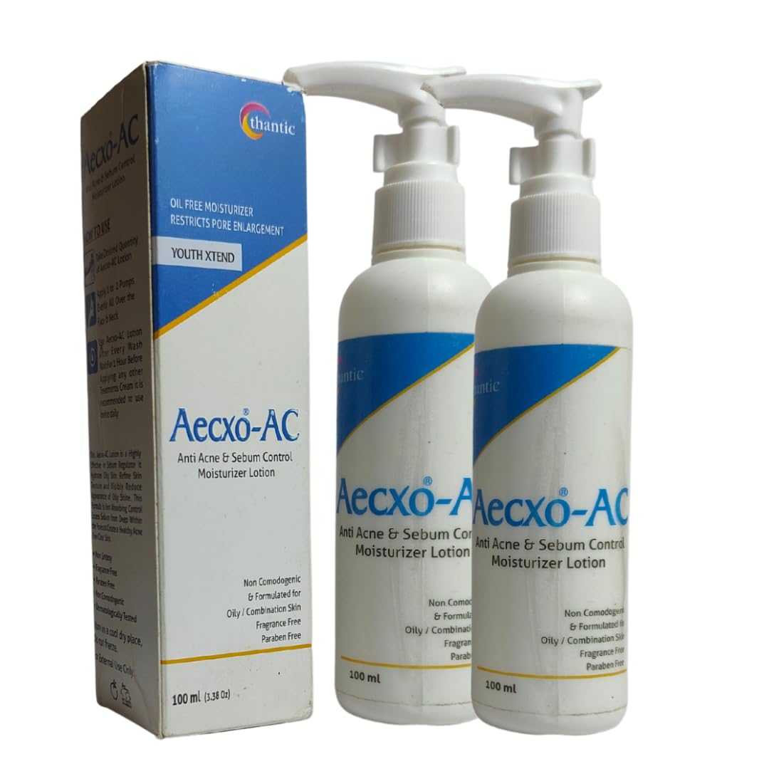 AC Anti-Acne & Sebum Control Moisturizer Lotin 100 ml (Pack of 2) | Non Comodegenic & Formulated for Oily, Combination Skin, Oil Free Moisturizer