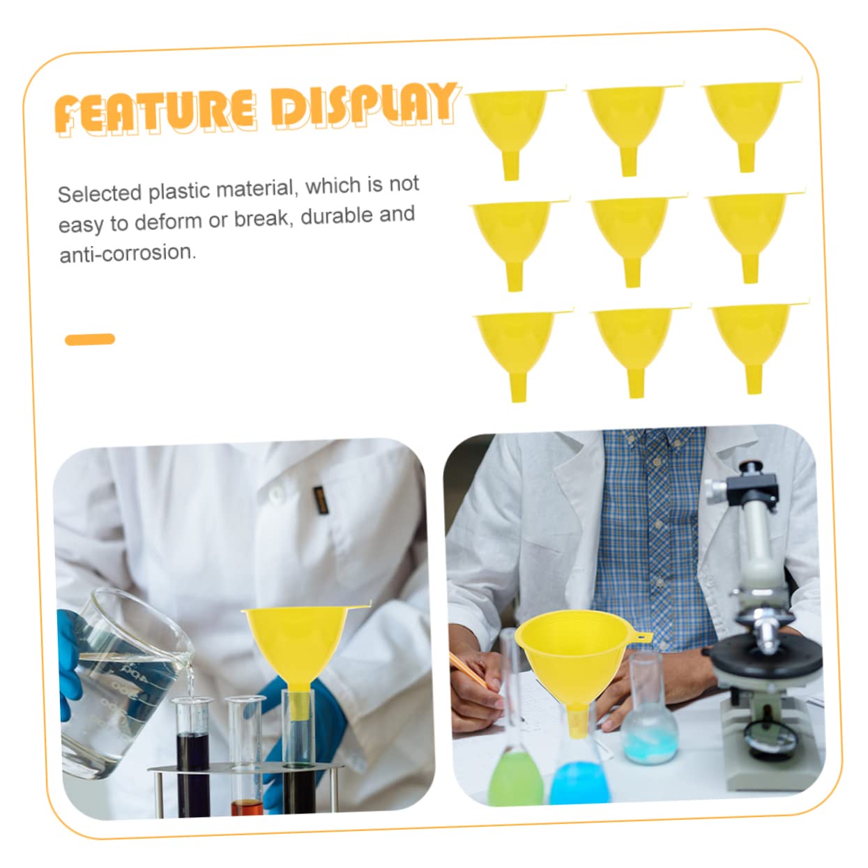 OUNONA 16pcs Plastic Funnel Laboratory Equipment Science Experiment Wide-Mouth Funnel Portable Funnel Anti-Leak Funnel Filter Plastic 60mm Funnel Plastic Scientific Filling Funnels Yellow