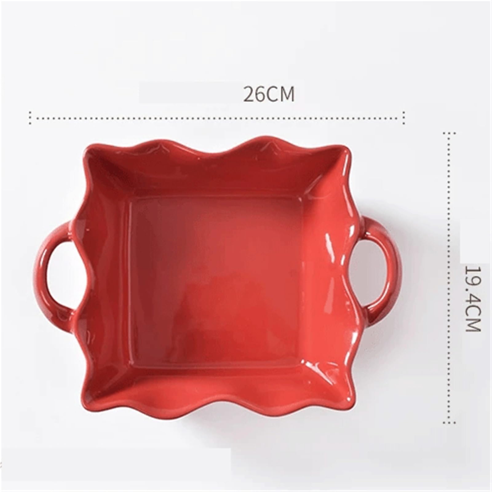 plat de cuisson en céramique rouge vintage avec bords ondulés Pain