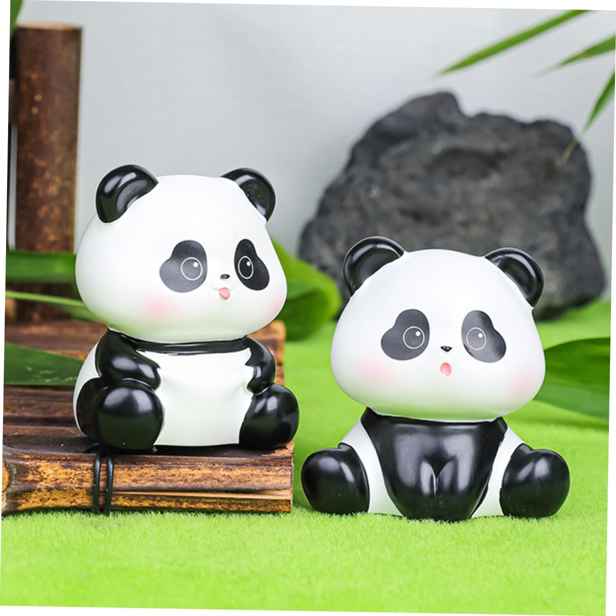 Amazon.co.jp: Alipis 4個パンダ 置物 樹脂製 装飾品 いたずらっぽい