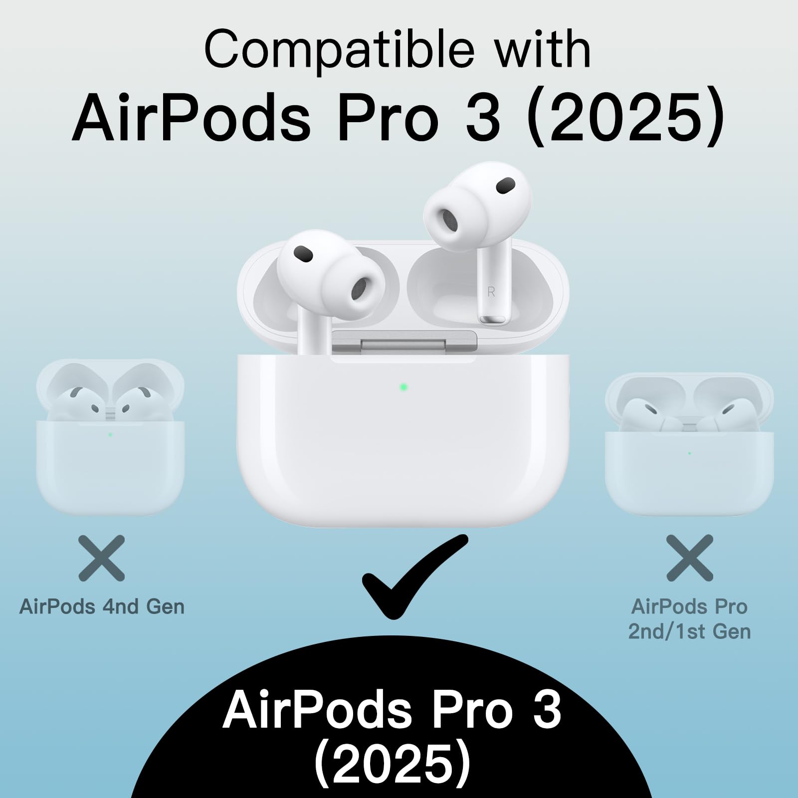 JETech Custodia Cover Chiaro per AirPods Pro 3 (2025) con Portachiavi, TPU Morbido Altamente Trasparente, Protezione Antiurto (Rosa Trasparente)
