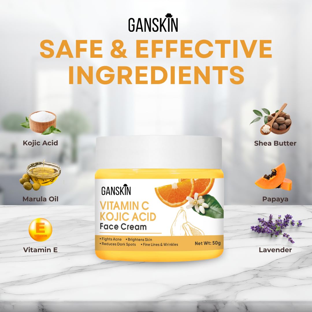 Amazon.com: Ganskin Kojic Acid Cream – Skin Brightening Cream for Dark  Spots & Uneven Tone – For Face & Body, Including Intimate Areas – Kojic  Acid Lotion for a Brighter, Radiant Look :