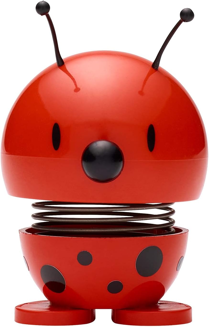 Ladybird Bimble, Red, Home Decor Ornament - Danish Design, Plastic W/Metal Spring, Small- Creates Cheerful Movement