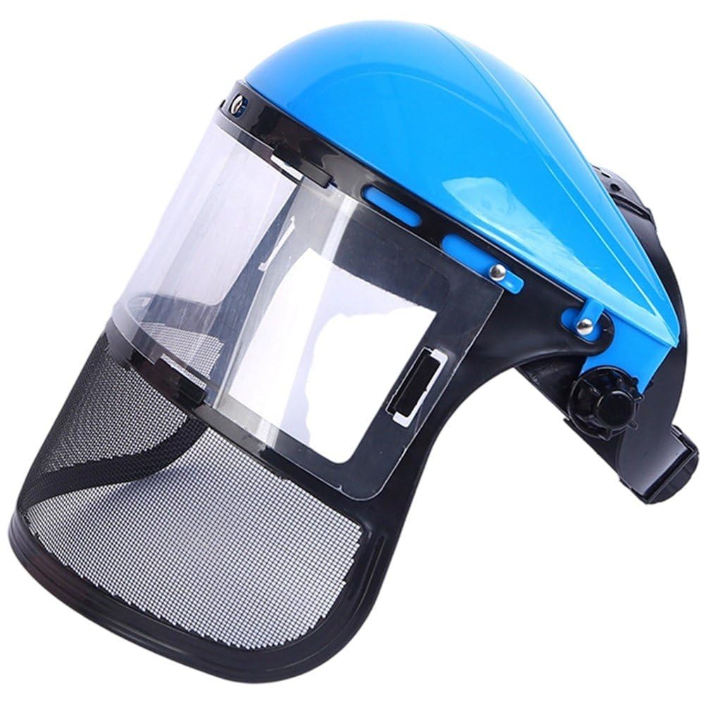 Uzztfa Blue Chainsaw Helmet Safety Face Shield Protective Mask Full Face Mesh Safety Helmet For Industrial Gardening Logging Brushcutter Forestry Shield Protection
