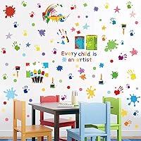 Vista 2 de Cada Niño es un Artista Calcomanías de Pared Manchas de Pintura de Mano Acuarela Lunares Salpicaduras Decoraciones de Pared, Calcomanías de Pared