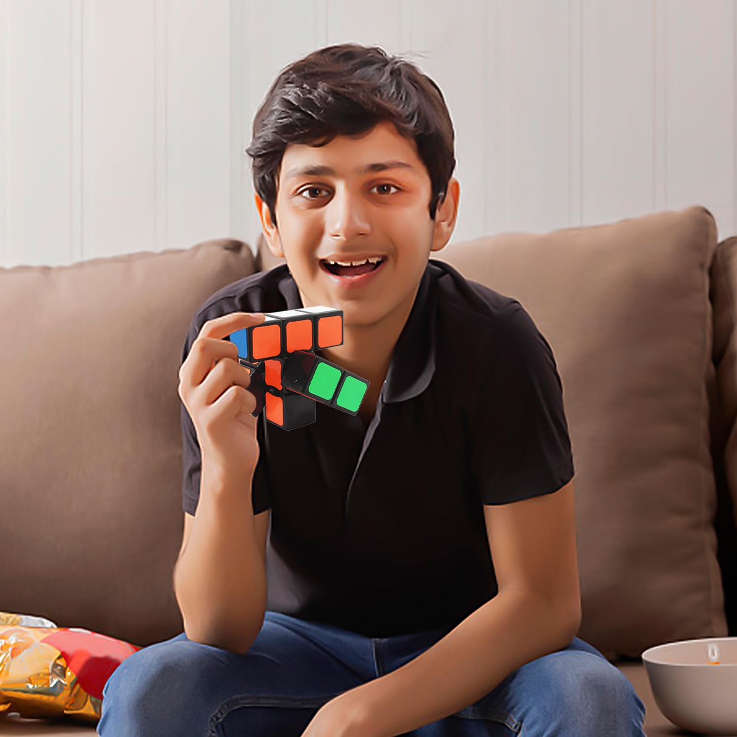 1 pezzo 1 x 3 x 3 giocattoli dadi, giocattolo antistress, dadi trasformatori, mini giocattolo a cubetti, compiti di pensiero, adatto per bambini e adulti (nero)