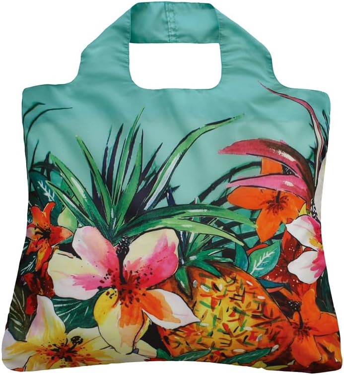 Envirosax Reusable Grocery Bags- Set of 5 Tropics Designs,Eco Friendly Foldable Shopping Tote Bag