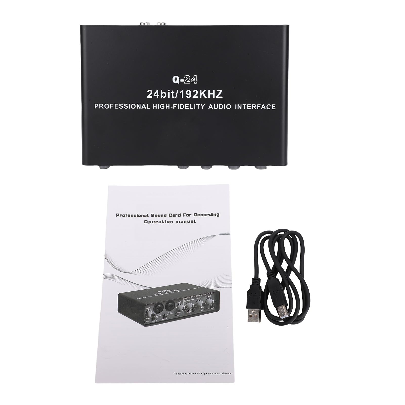 Luocute Interfaz de Audio USB, Tarjeta de Sonido XLR TRS Phantom Power de 2 Canales con 24 Bits 192 KHz para Grabación, Interfaces de Audio de Grabación por Computadora, Transmisión y