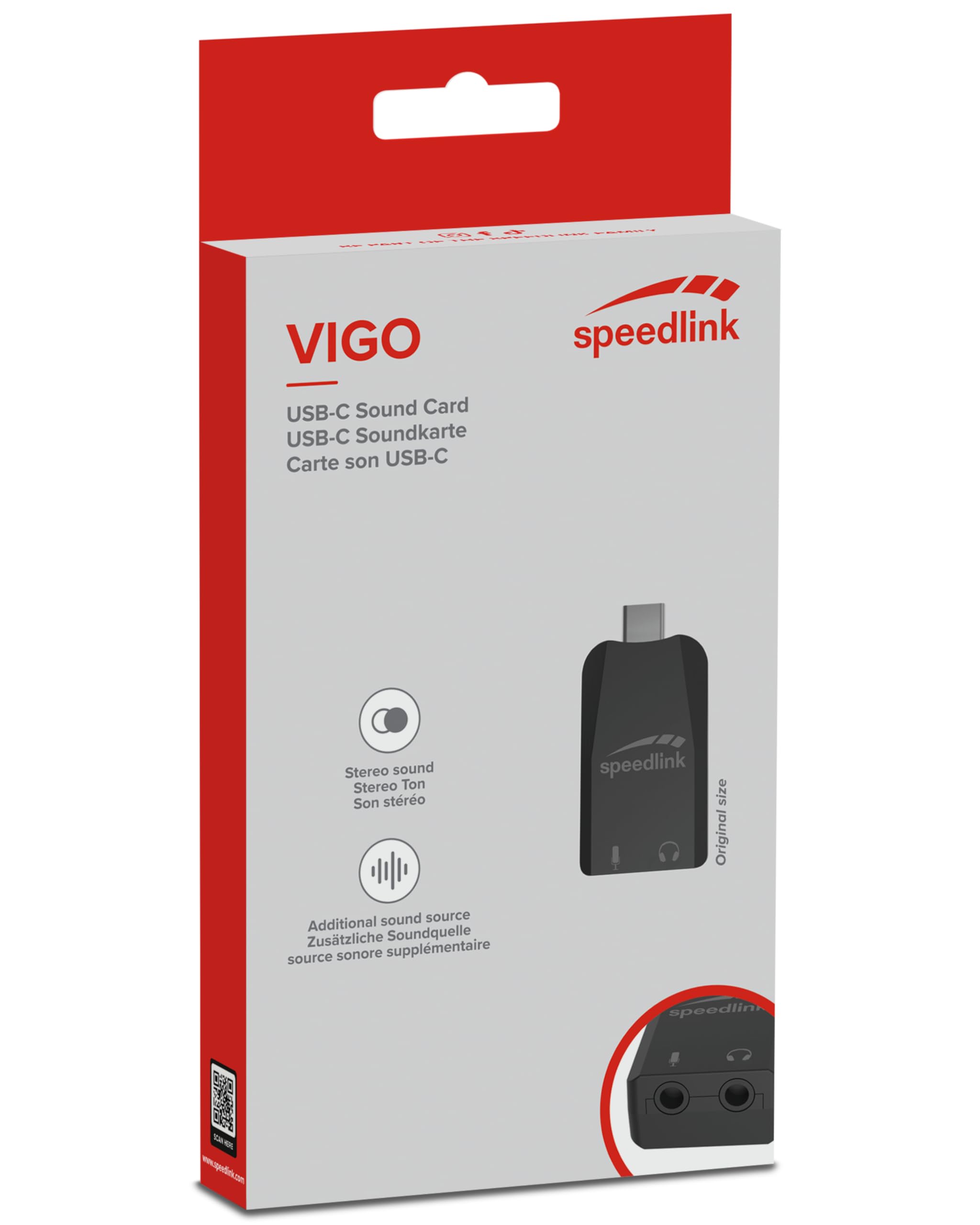 Speedlink VIGO USB-C - Scheda audio esterna Adattatore USB con ingresso microfono e cuffie, da USB-C a jack da 3,5 mm, PC/PS5/Switch2/Switch, nero