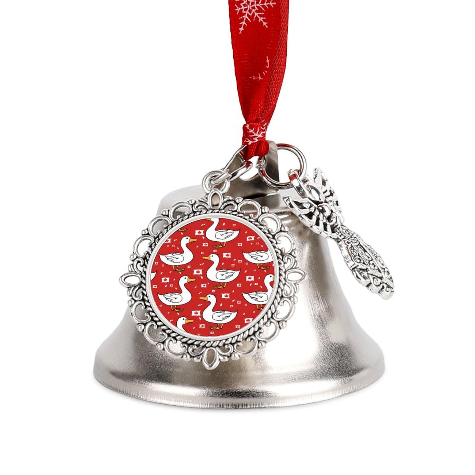 Ducks Canada Flag Funny Christmas Bell Ornament Cute Xmas Tree Hanging Pendant Decoration for Holidays Party