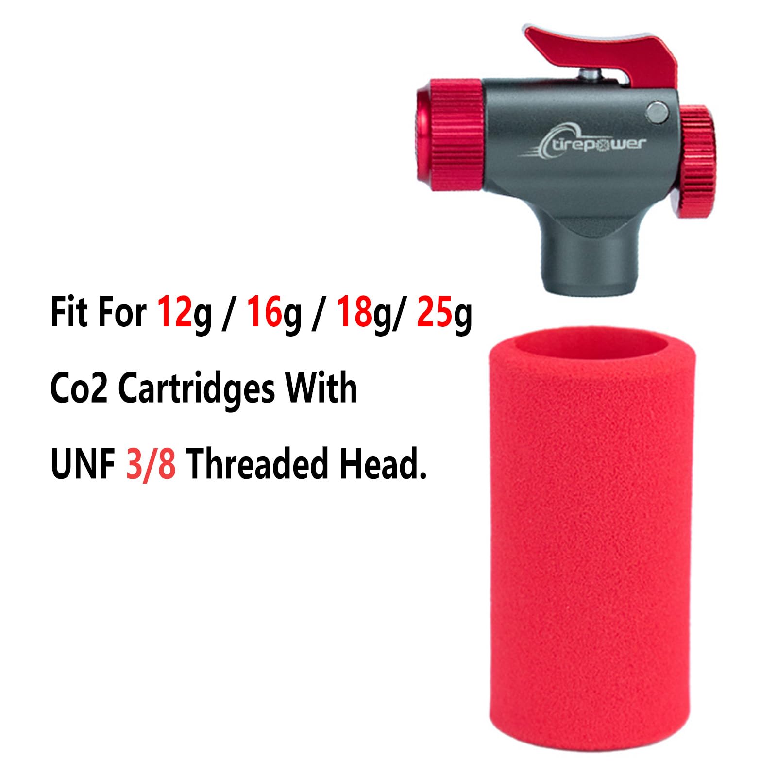 Ctrepower Co2 Bike Tire Inflator, 16g Co2 Cartridges Threaded,Quick&Easy, Presta and Schrader Valve Compatible, for MTB & Road Bikes