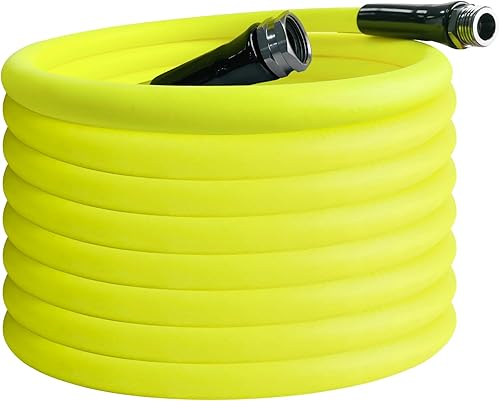 Manguera de jardín resistente de 5/8 pulgadas x 30 pies, manguera de agua flexible resistente a las torceduras con mango de agarre giratorio y