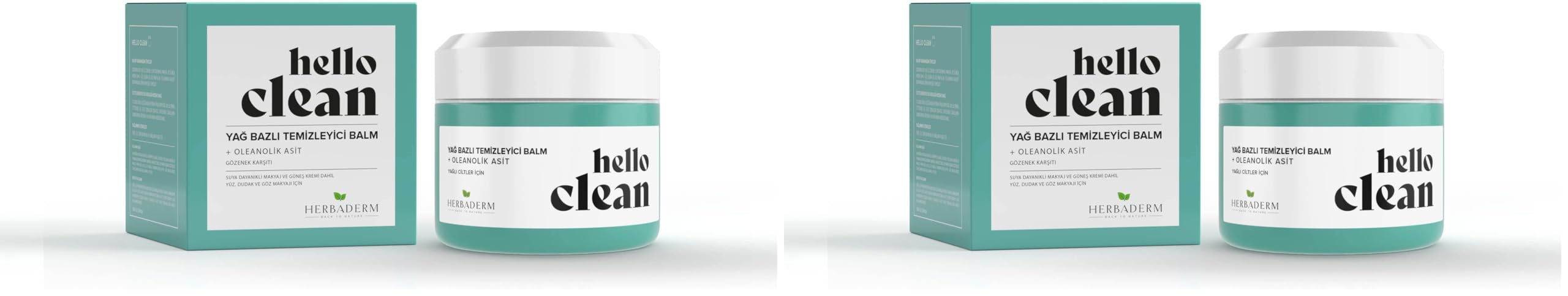 Herbaderm Hello Clean Yağ Bazlı Temizleyici Balm Gözenek Karşıtı + Oleanolik Asit 100 ml (2 paketi)