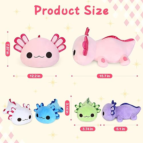 Miniatura 5 de KMUYSL Juguetes de peluche para niños de 3 a 8 años en adelante  Axolotl Mommy con 4 bebés en su barriga, juego de juguetes de peluche para niños