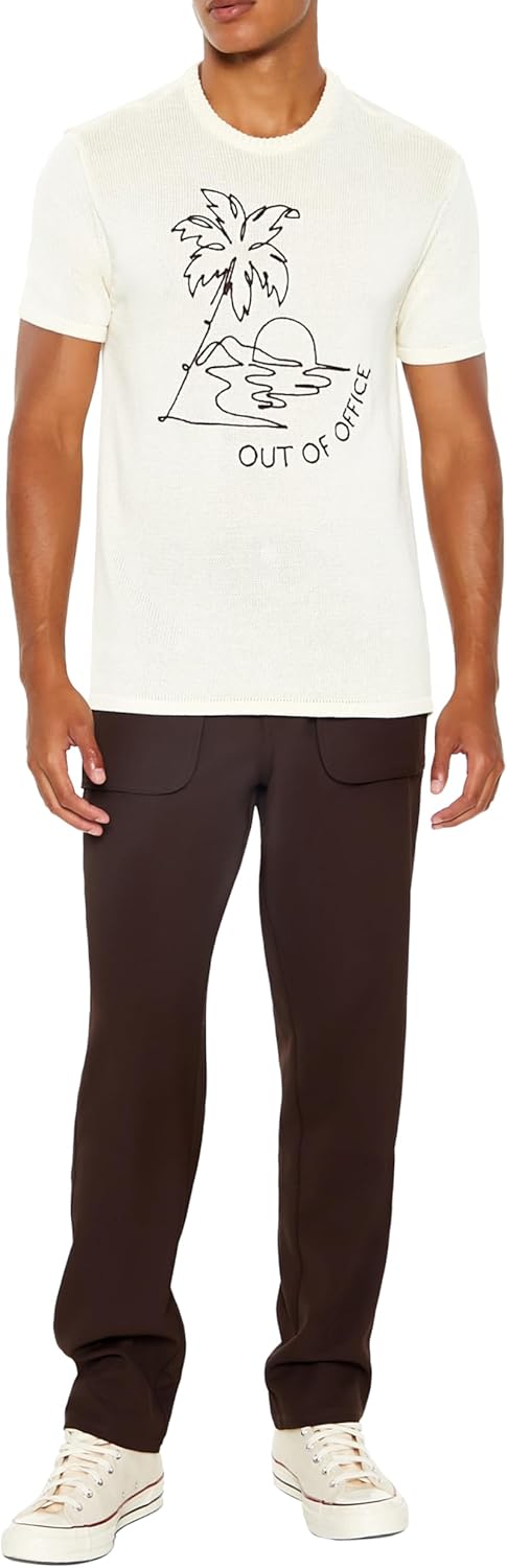 Forever 21 Men's Studded Slim-fit Mid-Rise Pants 33 Cocoa