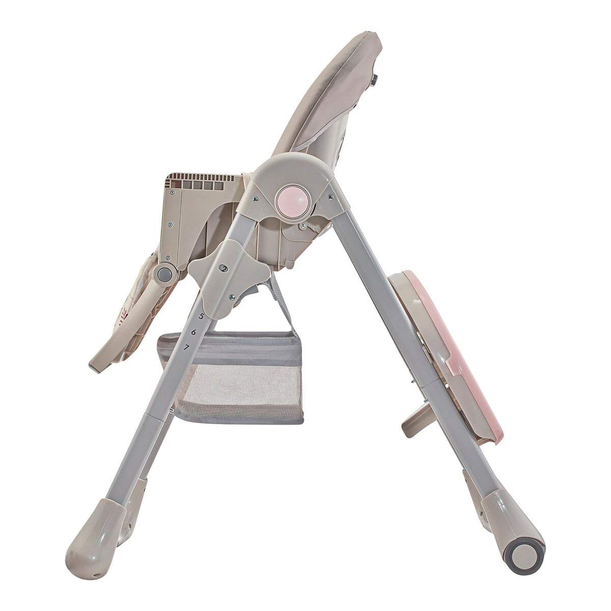 Kinderkraft Trona Bebé Evolutiva TASTEE, Plegable y reclinable con Doble Bandeja Cesta, Rosa