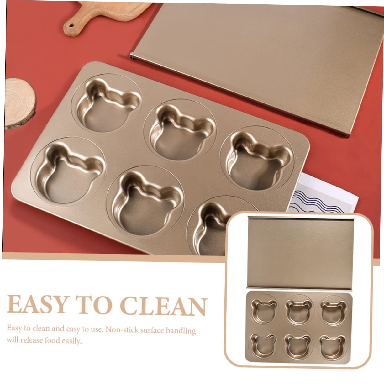 Moule à Gâteau Ours en Acier au Carbone, 1 Set, Doré