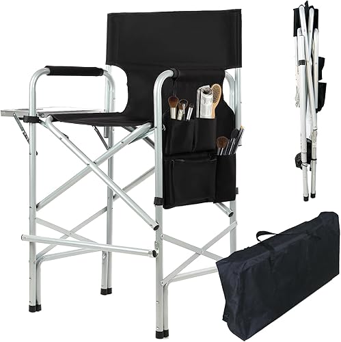 GDGYOFN Silla de maquillaje para artista de maquillaje de 45.6 pulgadas, sillas altas de directores, silla de maquillaje plegable para clientes con GDGYOFN Silla de maquillaje para artista de maquillaje de 45.6 pulgadas, sillas altas de directores, silla de maquillaje plegable para clientes con
