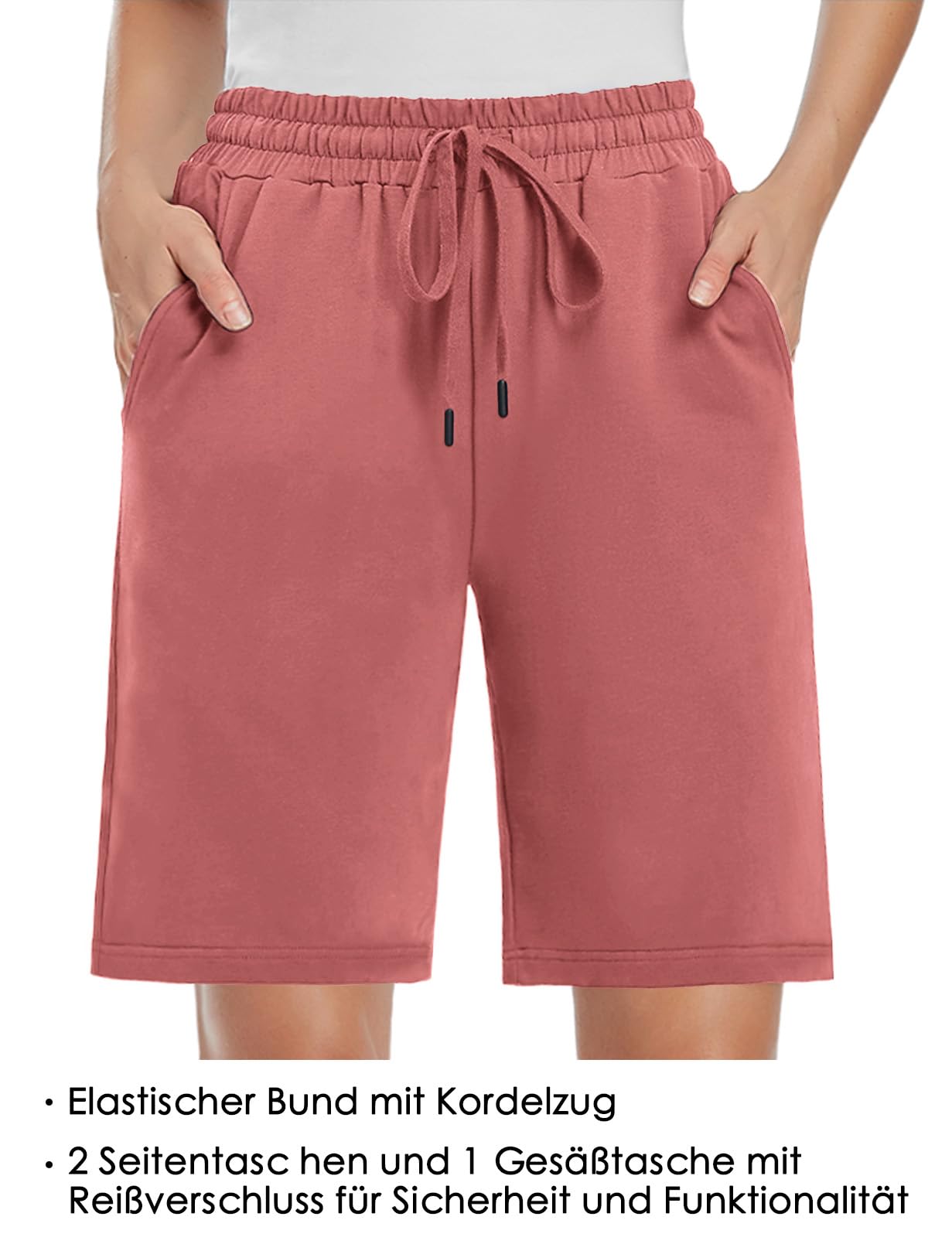 MOVE BEYOND Bermuda pour Femme avec 3 Poches Cordon Shorts de Survêtement Yoga D'entraînement Lounge